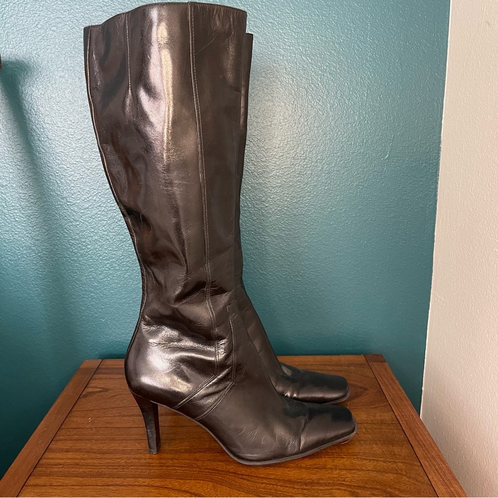 Nine West faux leather black heel boot